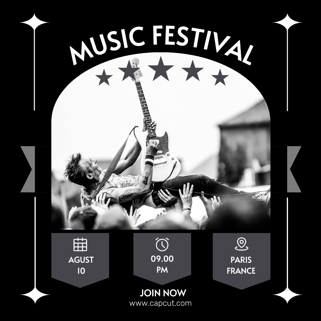 Unterhaltung Live-Musik-Poster schwarz-weiß Fantasy-Stil