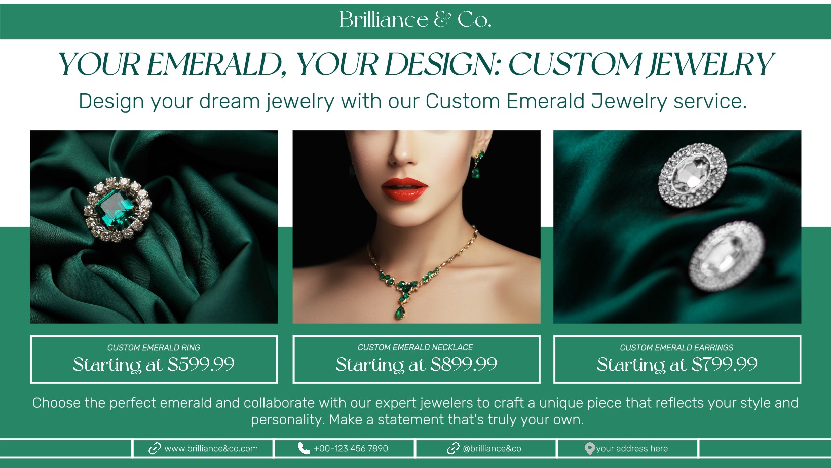 Green Elegant Emerald Jewelry Promotion Pricelist Facebook Ad