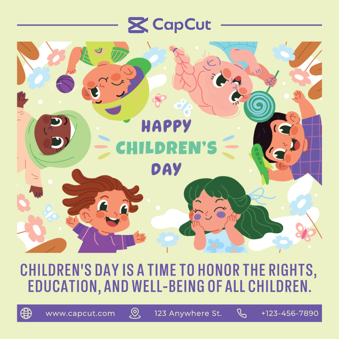 Pôster criativo do dia das crianças Instagram Post Cartoon Style