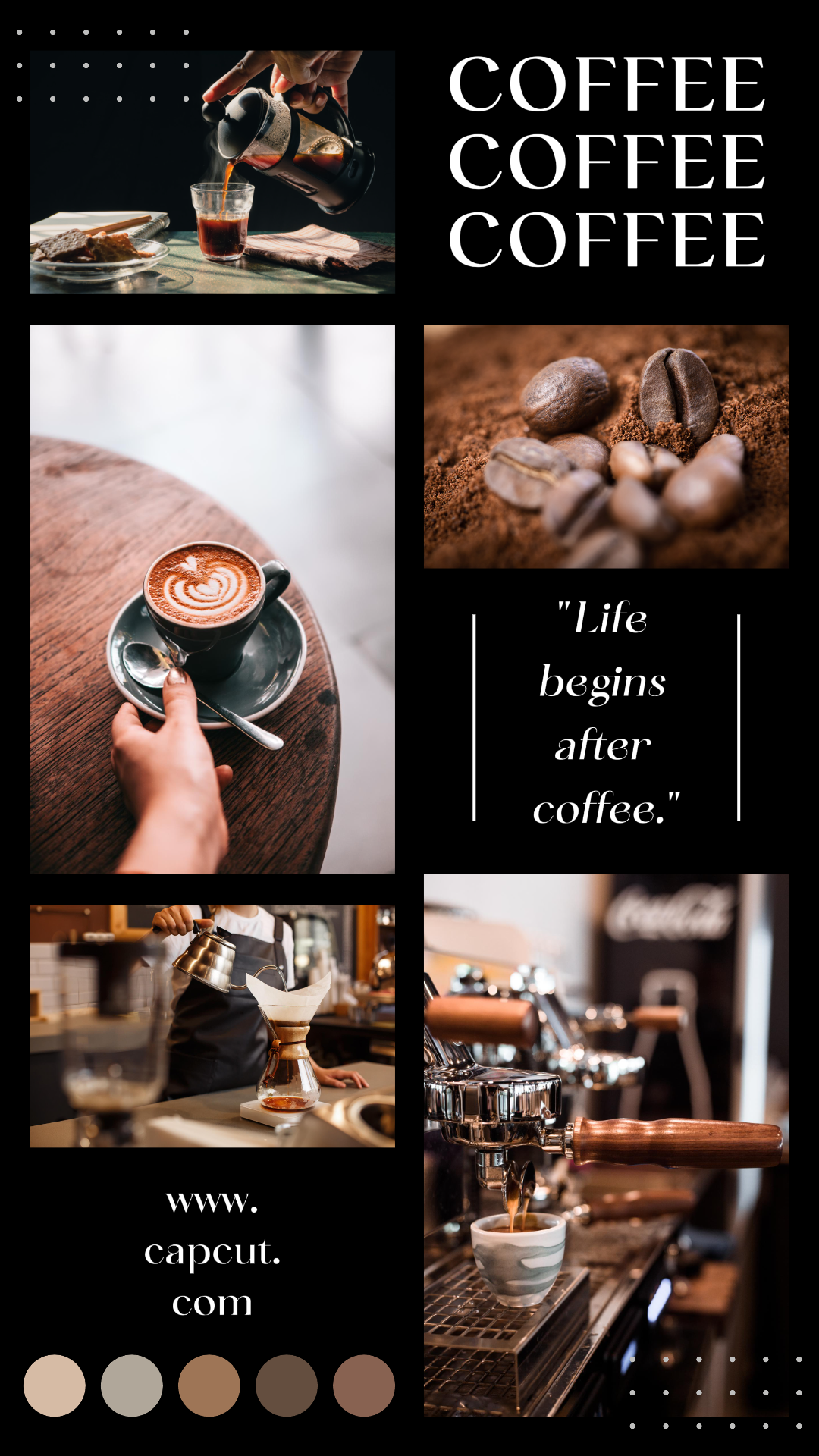 Poster Pemasaran Kolase Minimalis Foto Kopi TikTok Hitam Elegan