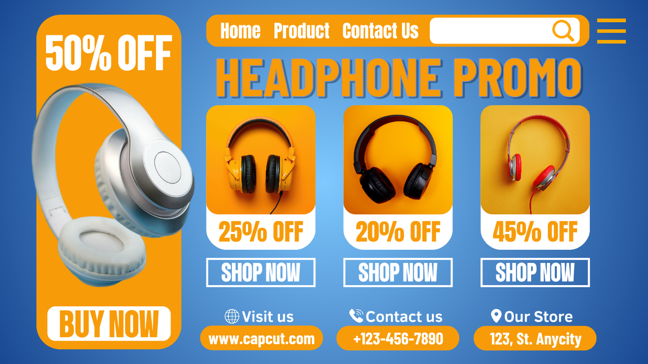 Site Web promotionnel de casque électronique