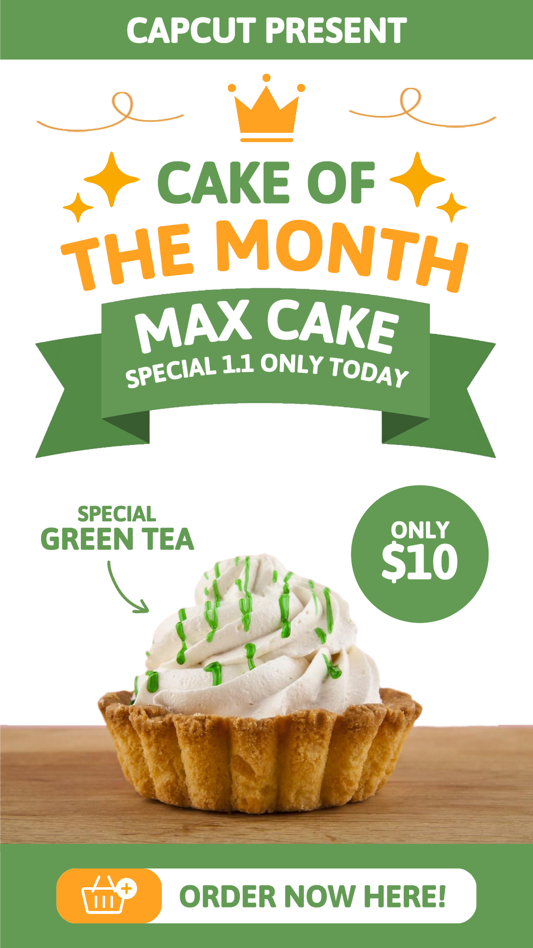 Promoción de pastel de comida en Instastory 