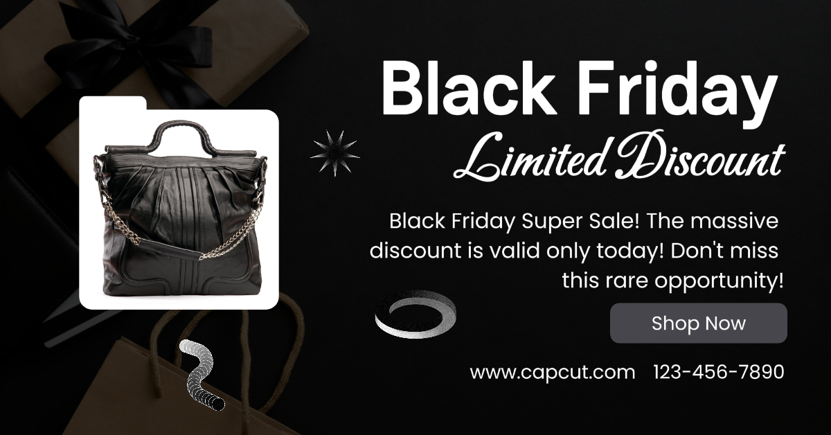Anúncio de aplicativo do Facebook com desconto limitado da Black Friday