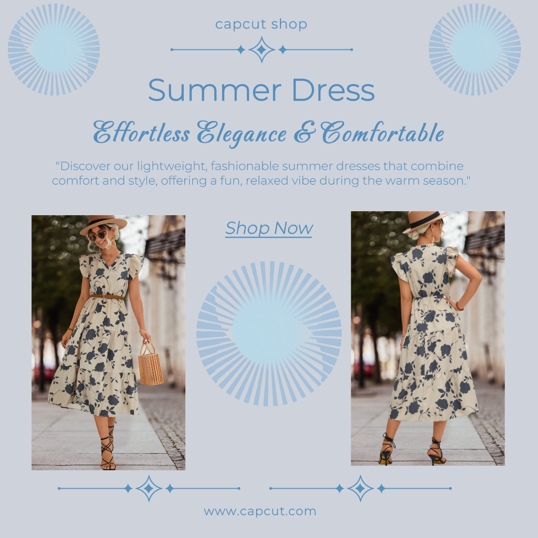 Kleidung und Schuhe Marketing Poster Instagram Post Sommerkleid blau