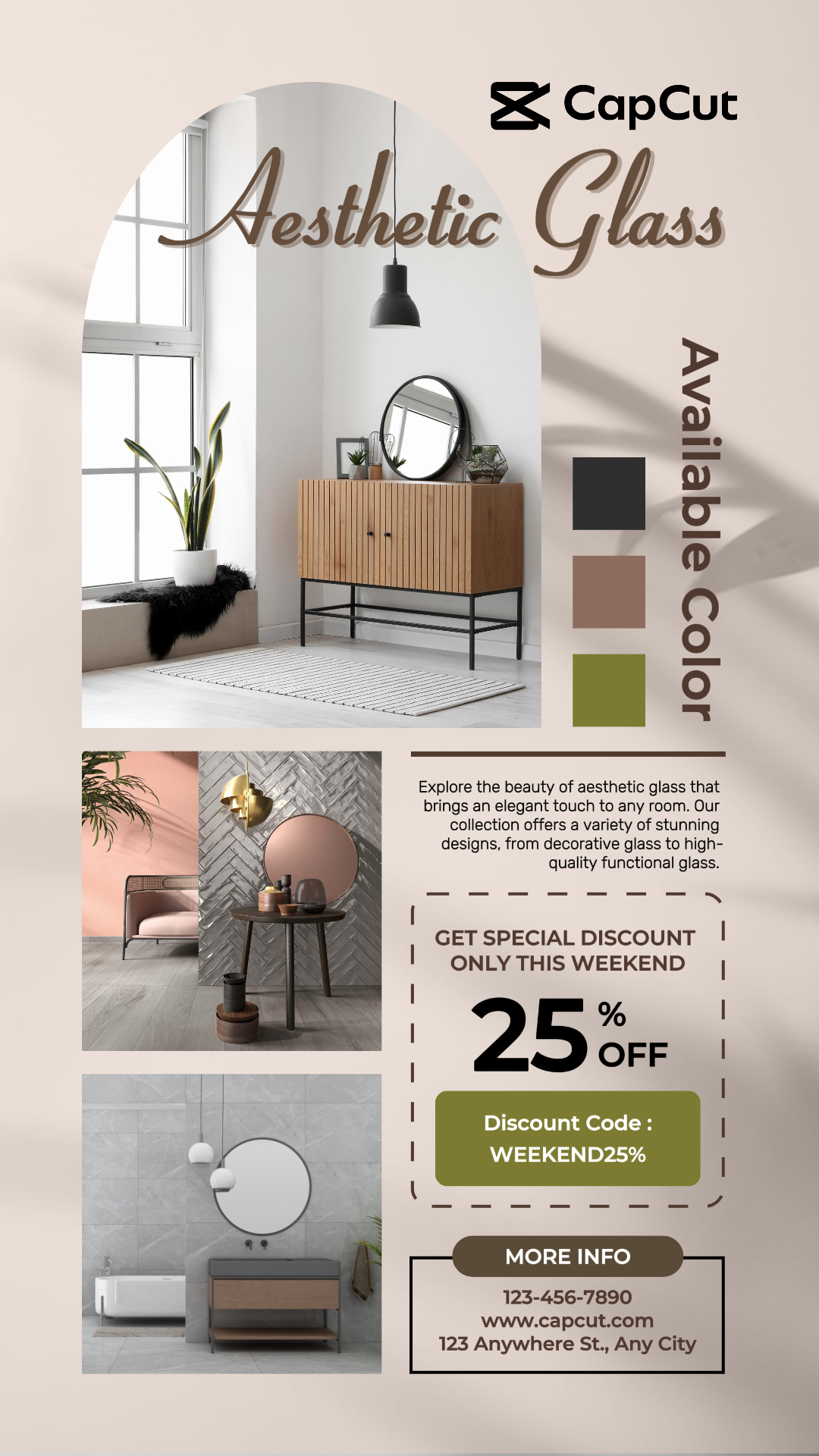 Poster Pemasaran Kolase Minimalis Tiktok Houeshold Brown Green