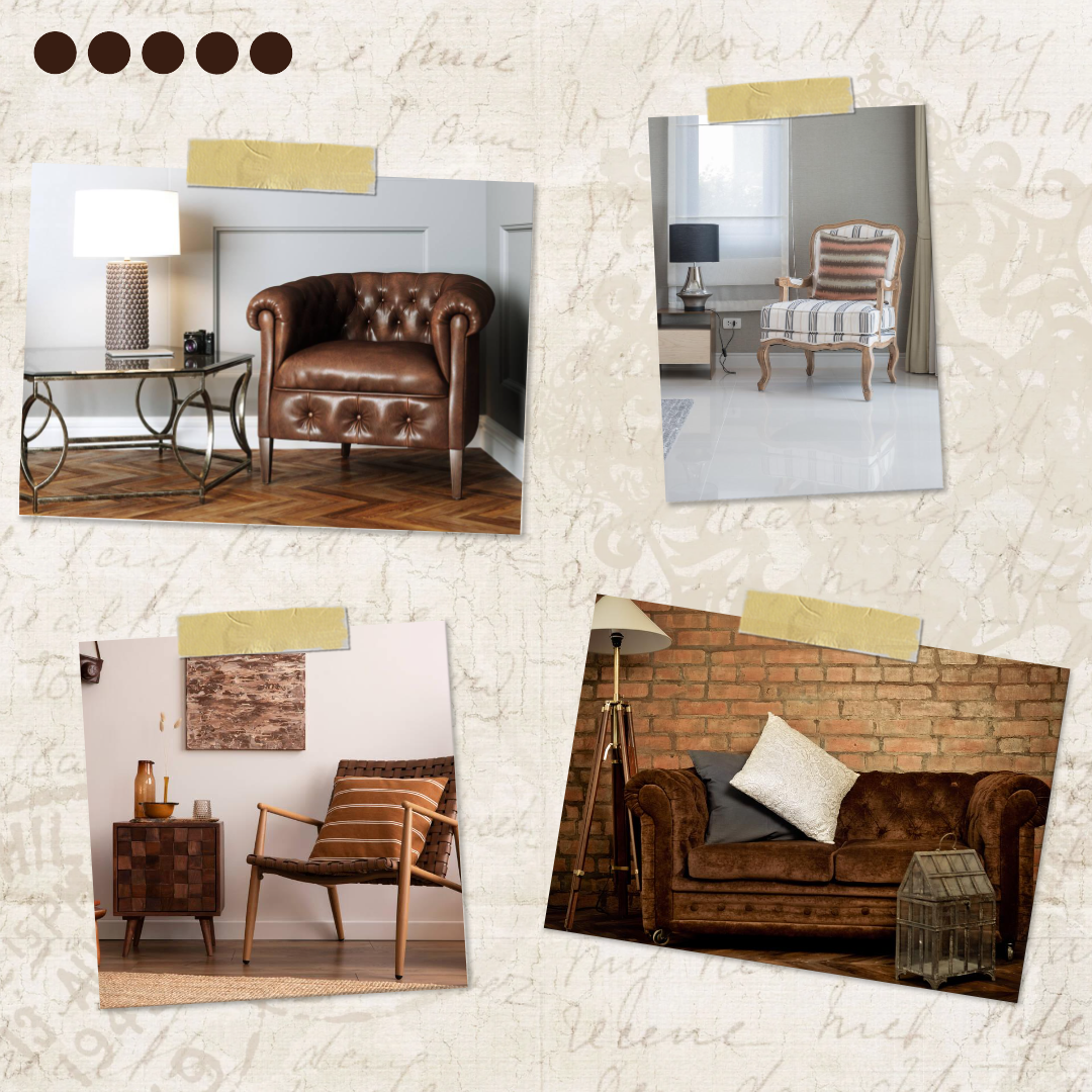 Collage minimaliste de meubles anciens post Instagram