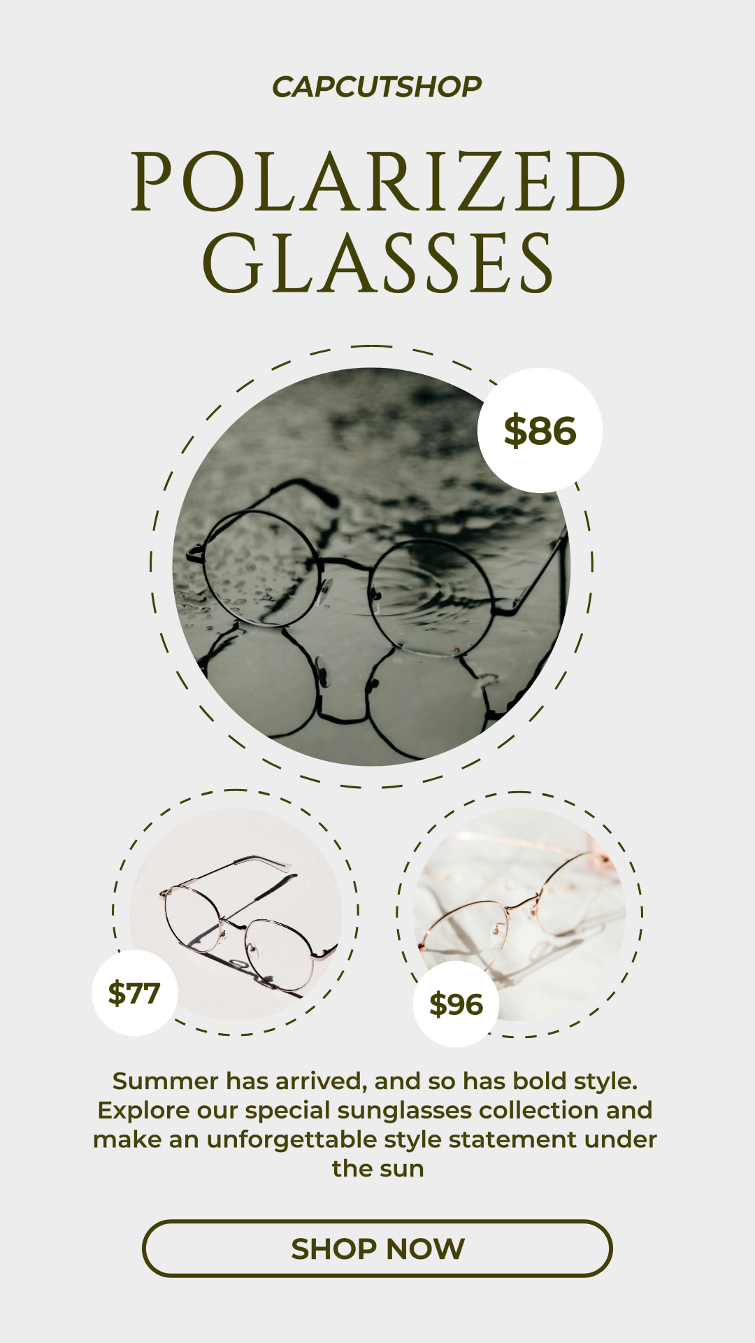 Jawelry and Accessories Marketing Poster Product Display Glasses Instagram Post