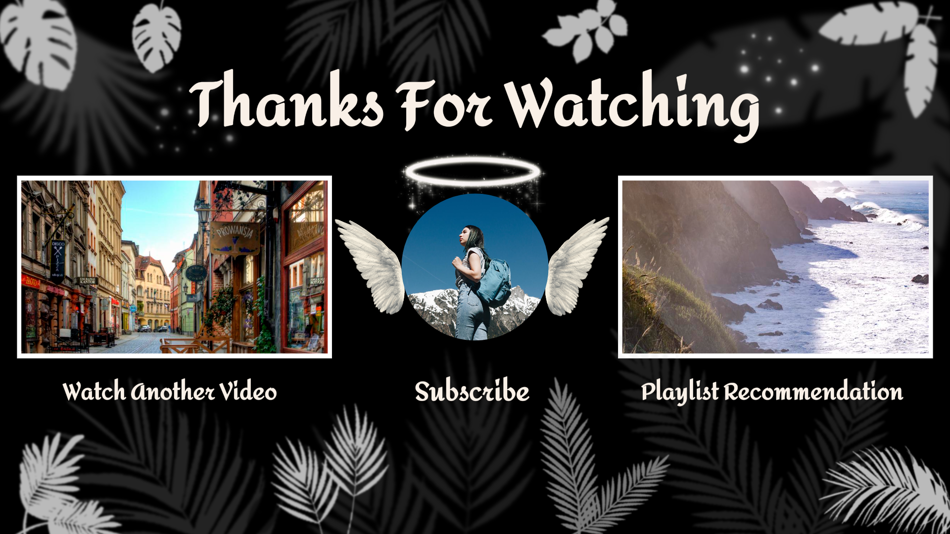 Nicht-Marketing Youtube Endscreen - Schwarzer Hintergrund Blätter