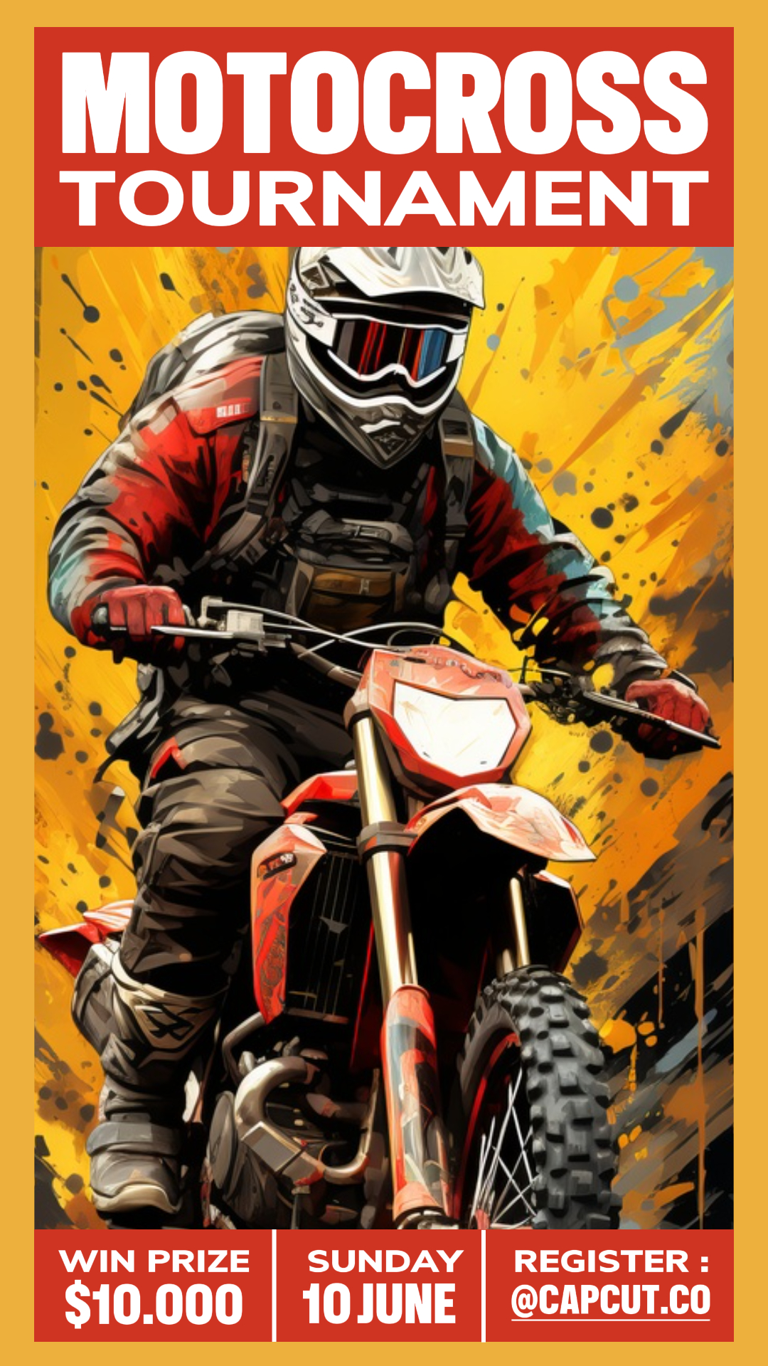 Sport Motorcross Tournament Promotion Instagram story Yellow Orange Flat Modern