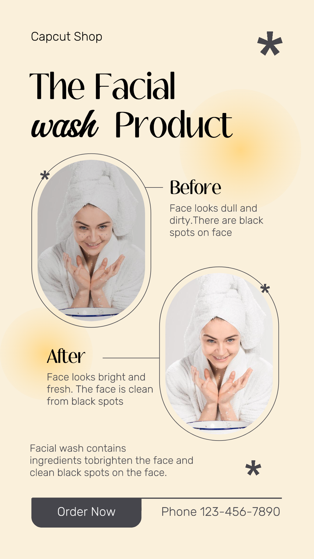 Poster Pemasaran - Sebelum & Sesudah - Kisah Instagram Facial Wash