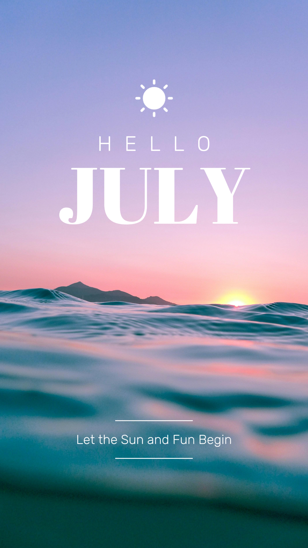 Hola julio cartel creativo historia de instagram amanecer en el mar