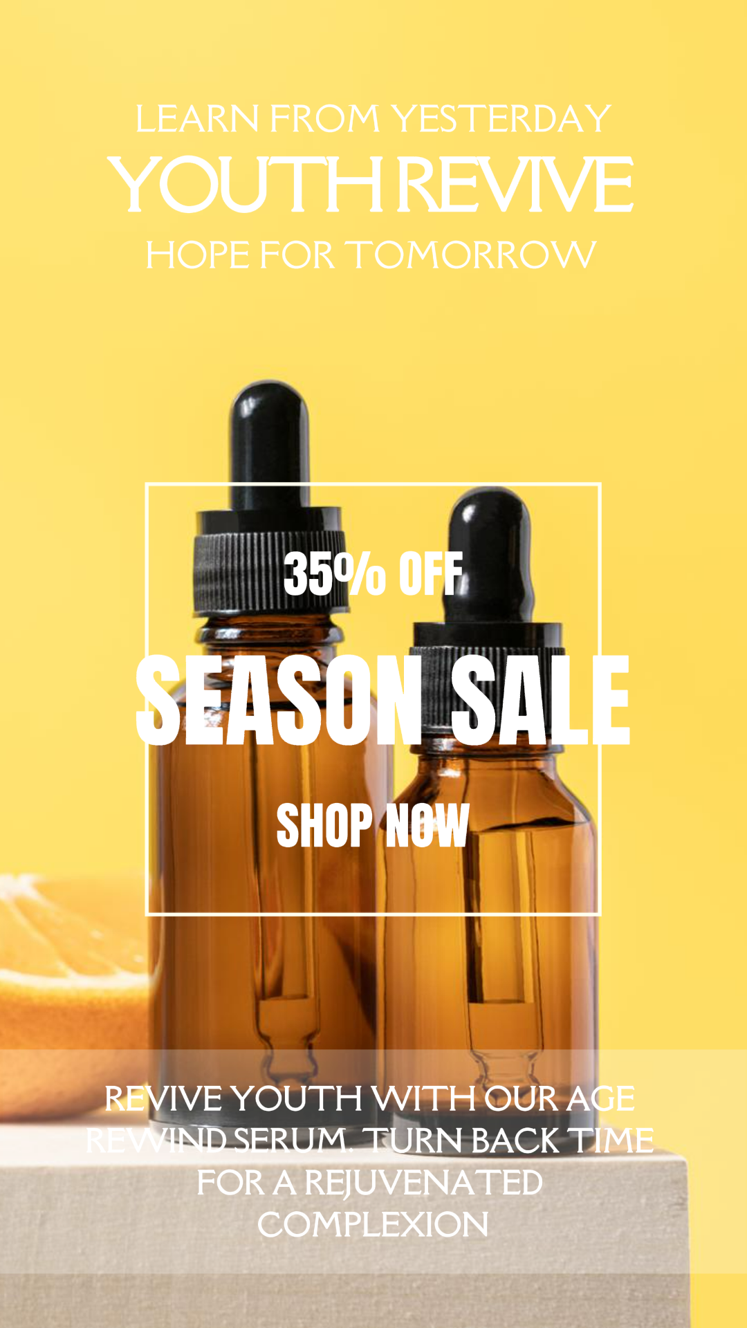 Schönheitspflege - Marketing Poster Promotion / Rabatt Instagram Story Serum Hautpflege Sommer Orange