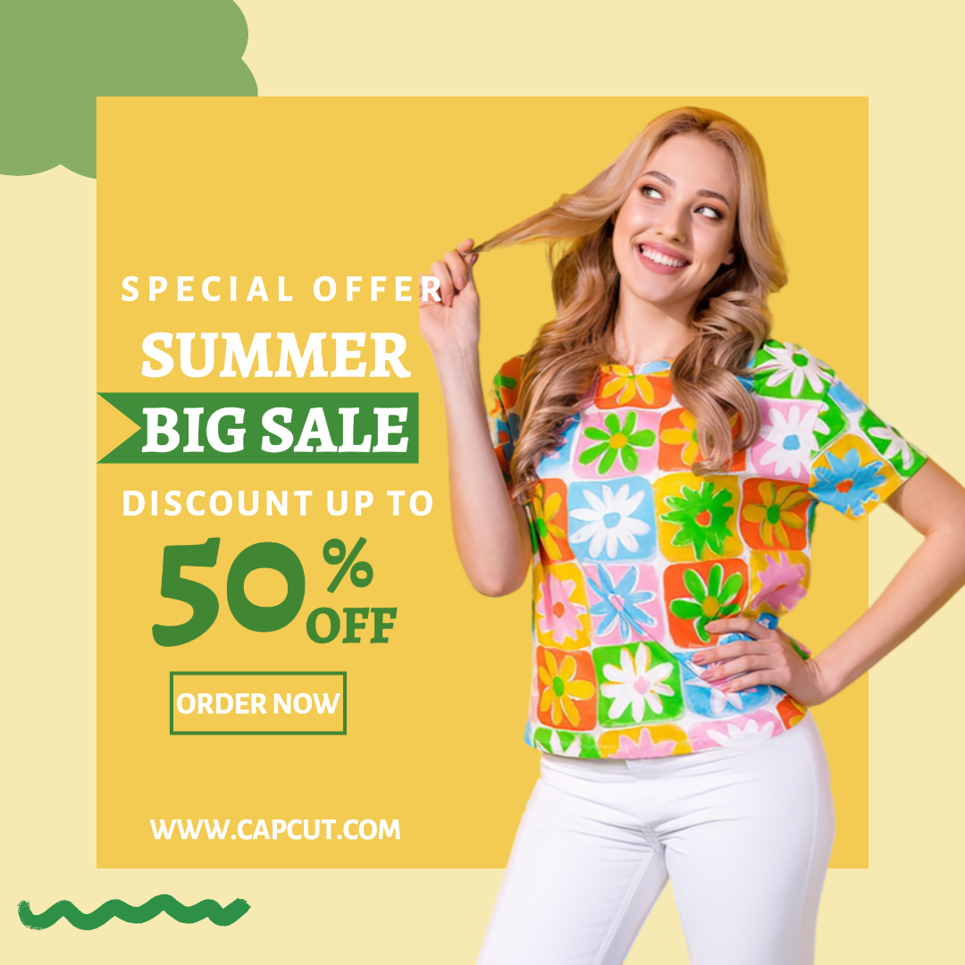 Pôster de marketing de roupas Grande venda de verão - Instagram Post