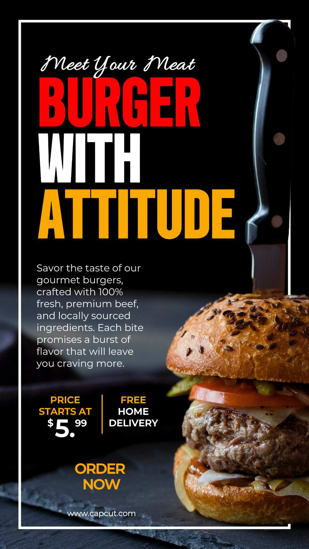 Foods & Beverage - Marketing Poster Product display IG Story Eye-catching style Burger