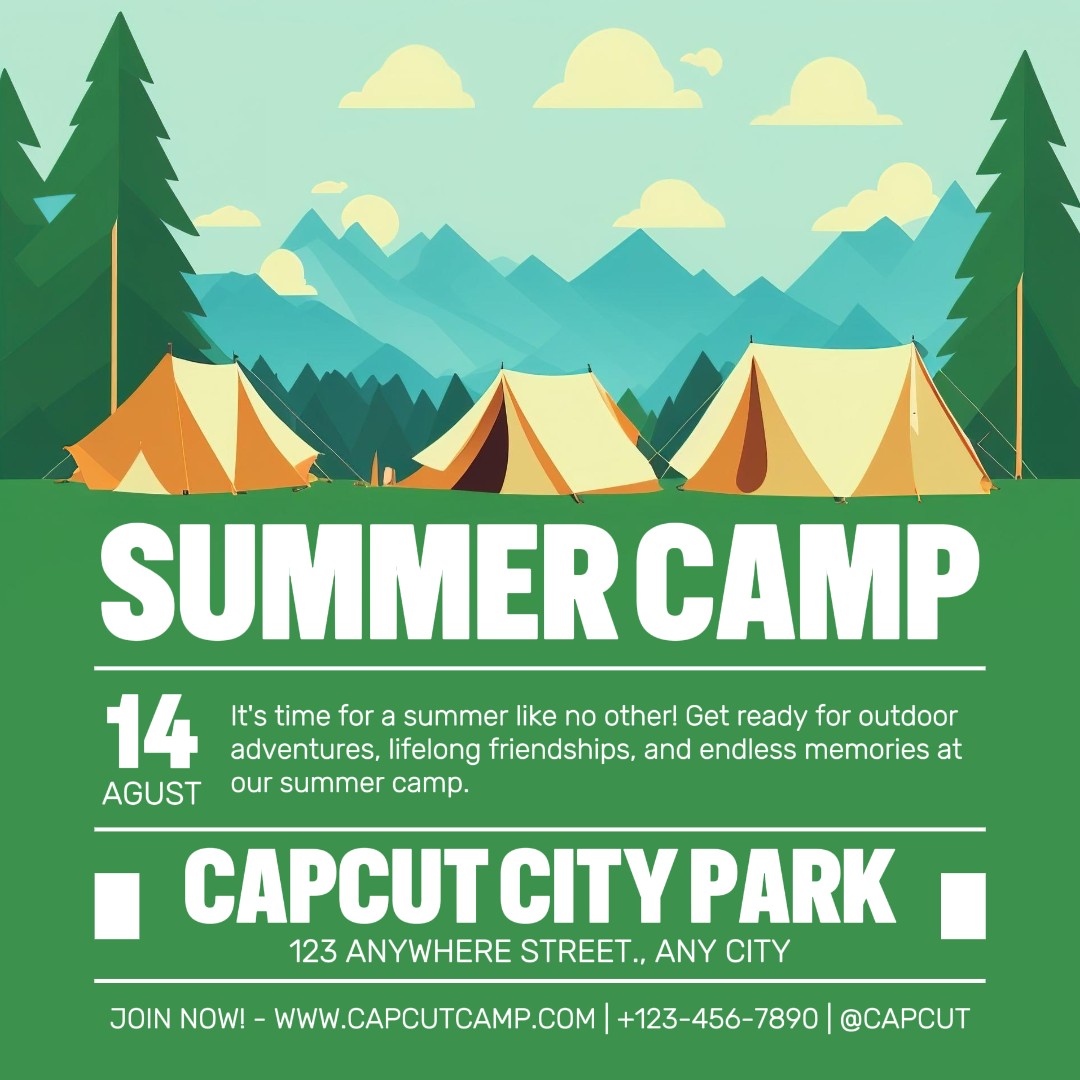 Promoción del campamento de verano Publicación de Instagram