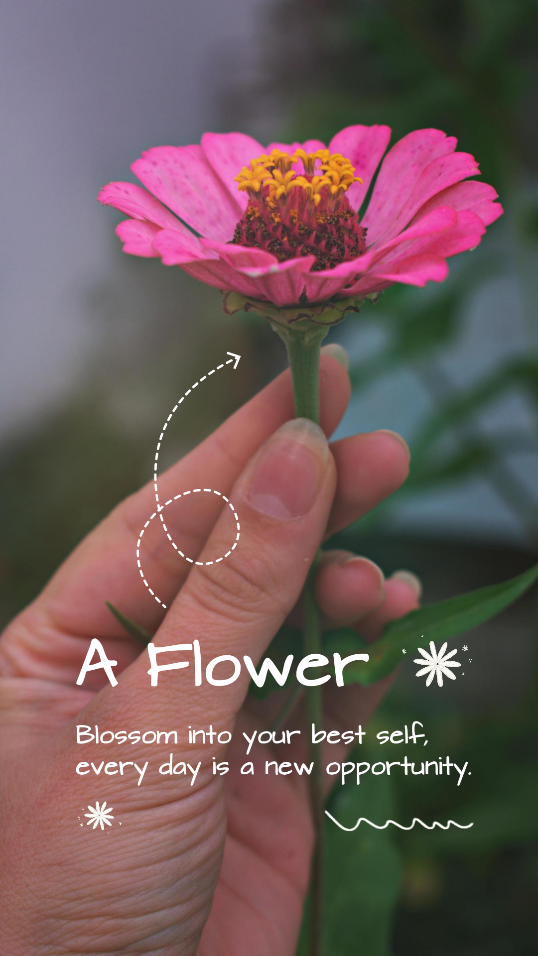 Papel de parede Criativo Poster Flor com uma Citação