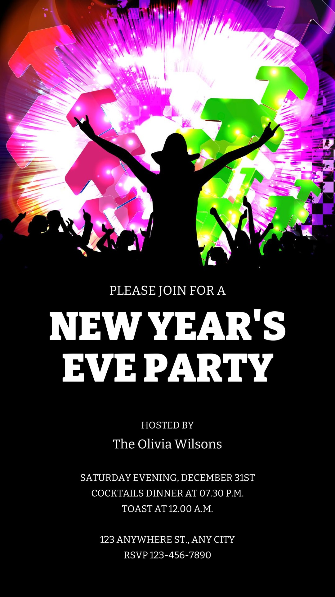 Histoire Instagram sur invitation à la fête du Nouvel An