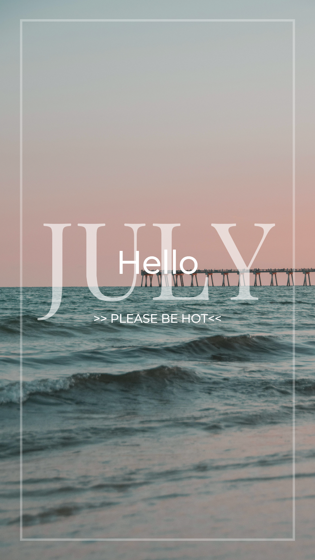Hello July creative poster instagram Story Beach