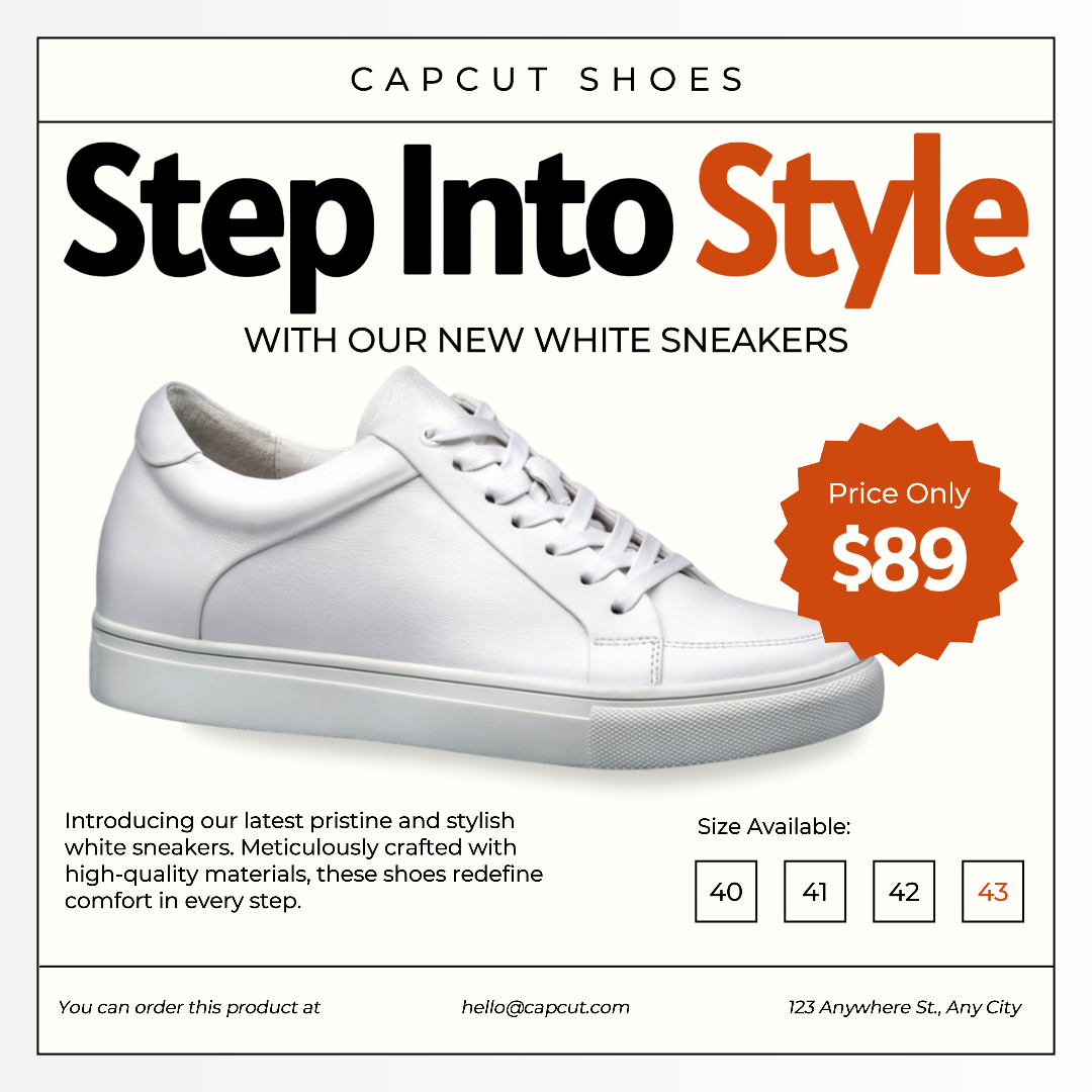 Clothing and shoes marketing poster instagram post minimalist black and white