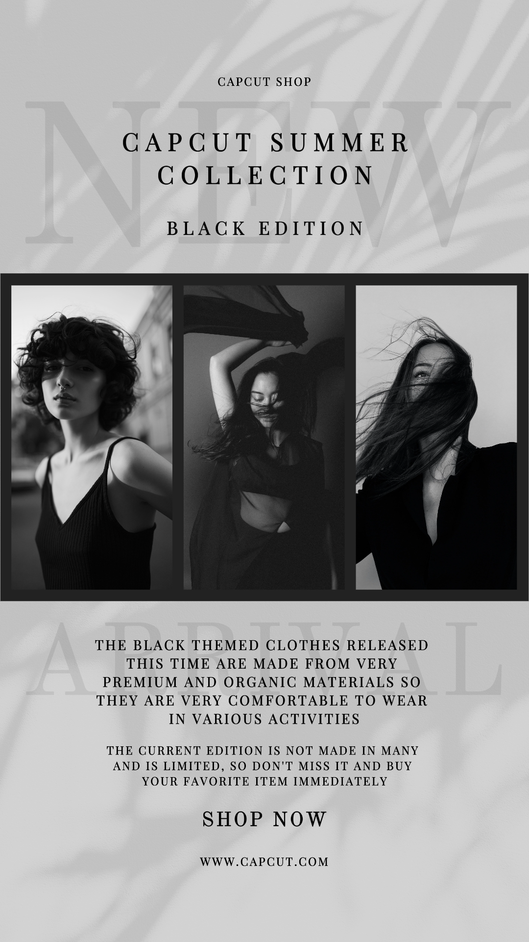 Clothing and Shoes Marketing Poster New Arrival Instagram Story Black