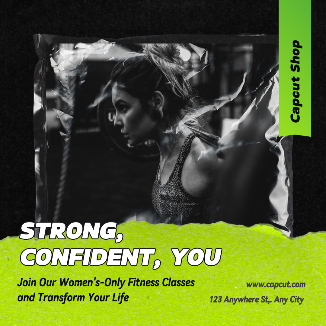 Annonce d'entraînement et de fitness Fitness pour femme Instagram Post Texture Style Vert