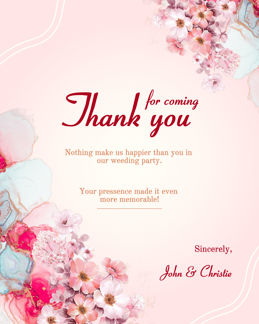 Saludos De Boda Instagram Post Flor Rosa