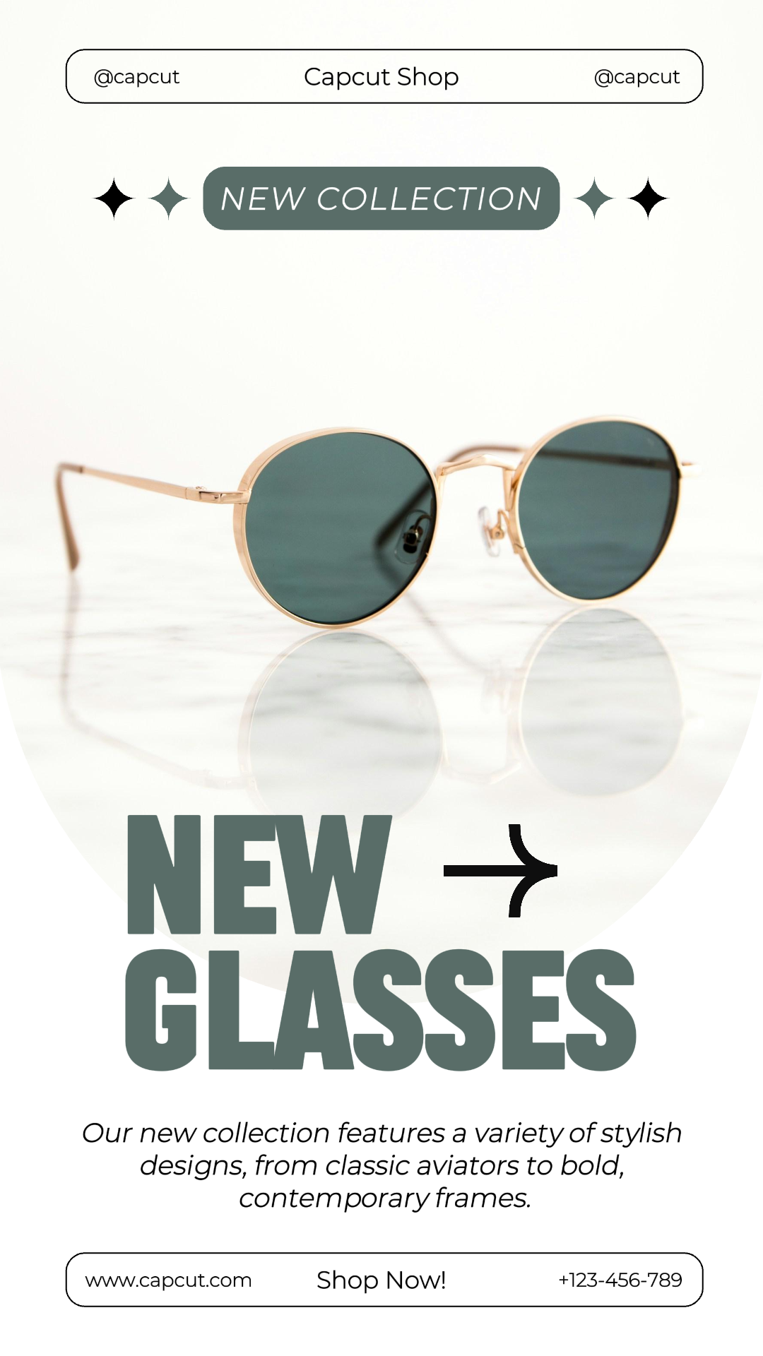 Jewelry and Accessories New Glasses Instagram Story Minimalist White Green