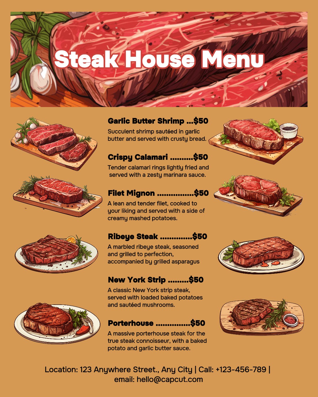 Steak House Menu