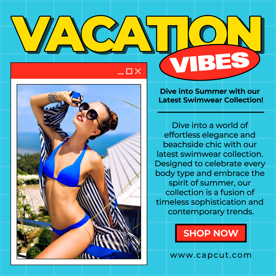 Clothing-Marketing Poster Product display for summer clothes IG post Eye-catching blue swimsuit