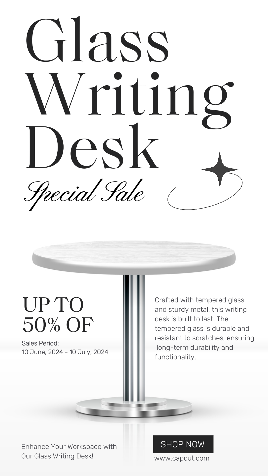 Poster Pemasaran Rumah Tangga Furniture Meja Tulis Kaca Dijual Kisah Instagram