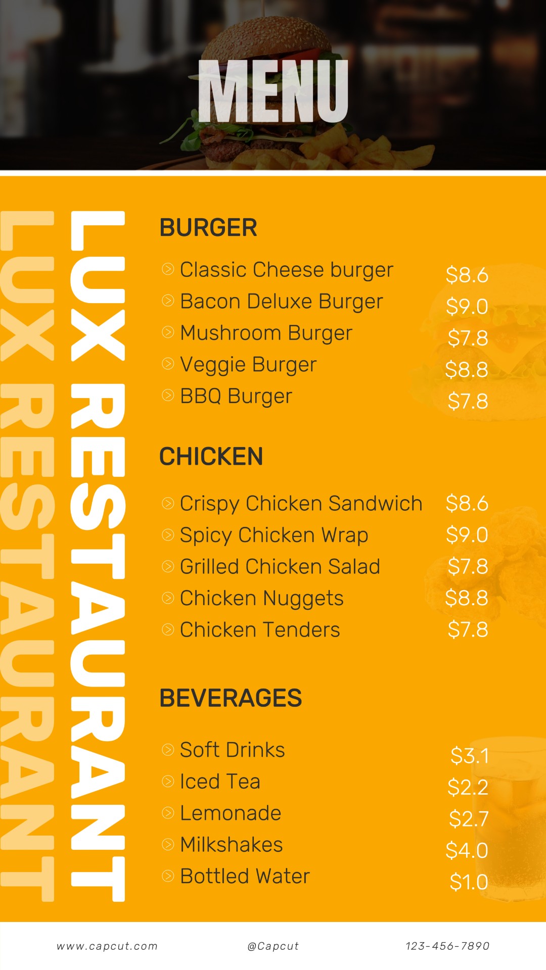 Orange Minimalist Restaurant Menu Instagram Story