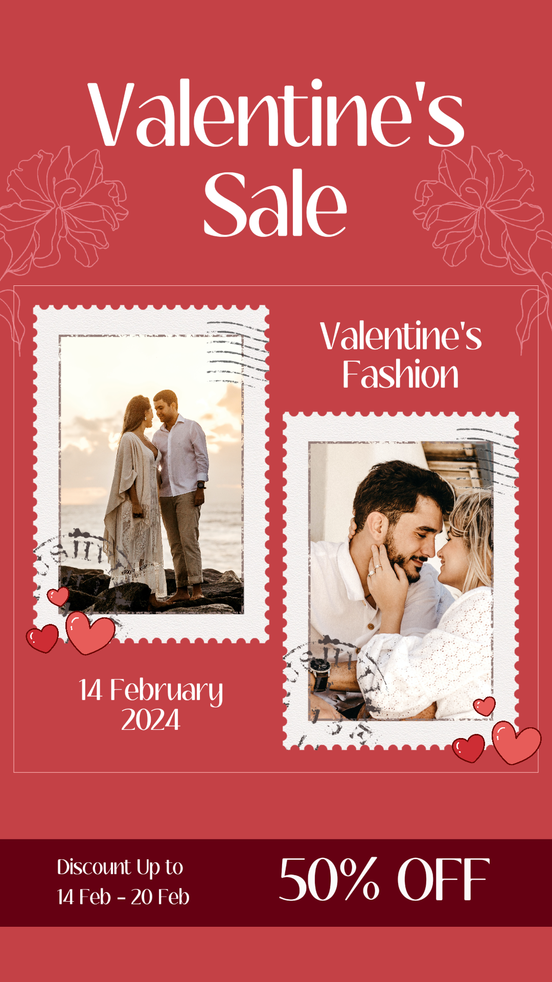 Vente de mode pour couple histoire Instagram rose