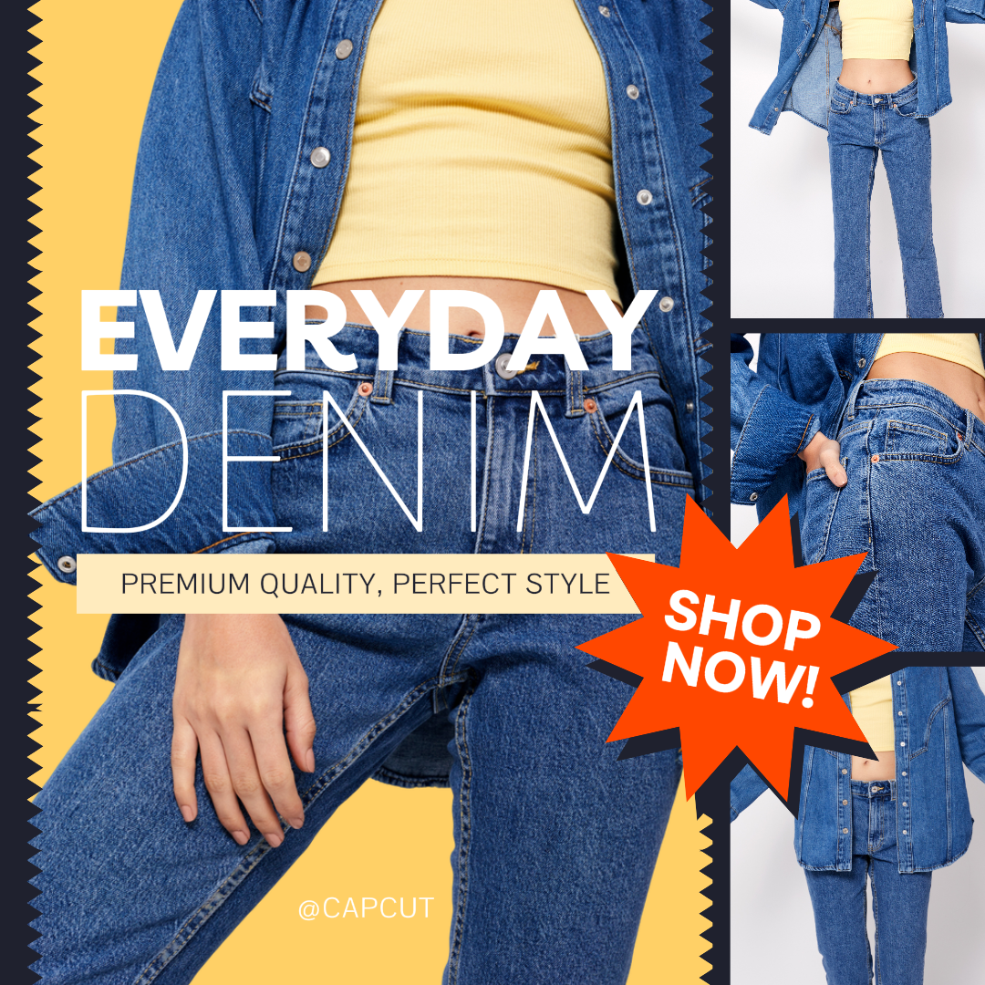 Poster Pemasaran Pakaian dan Sepatu Posting Instagram Jeans