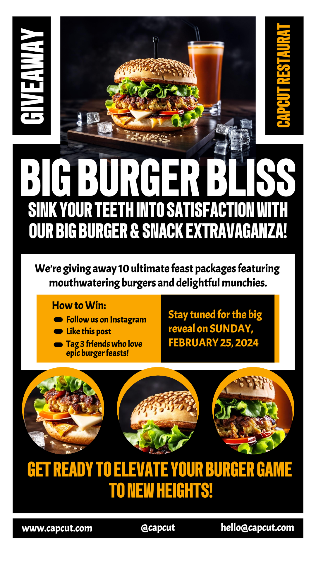 Alimentos y Bebidas Cartel Creativo Sorteo TikTok Blanco y Negro