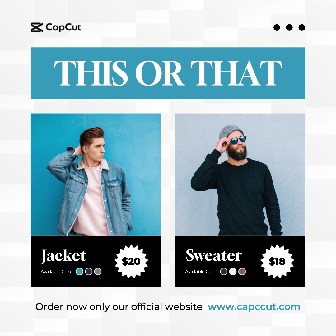 White and Blue This or That Fashion Instagram Post