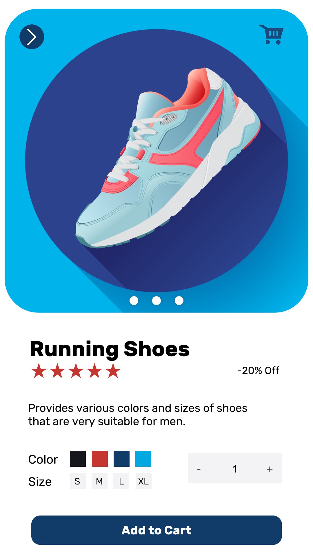 Pantalla del producto de la tienda móvil de zapatos