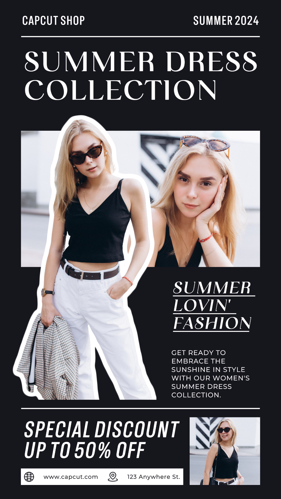 Poster Pemasaran Pakaian dan Sepatu Wanita Gaun Musim Panas TikTok Post Gaya Halus