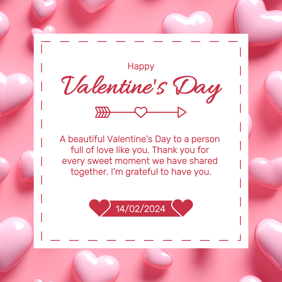 Tarjeta de Deseos Rosa Día de San Valentín Publicación de Instagram