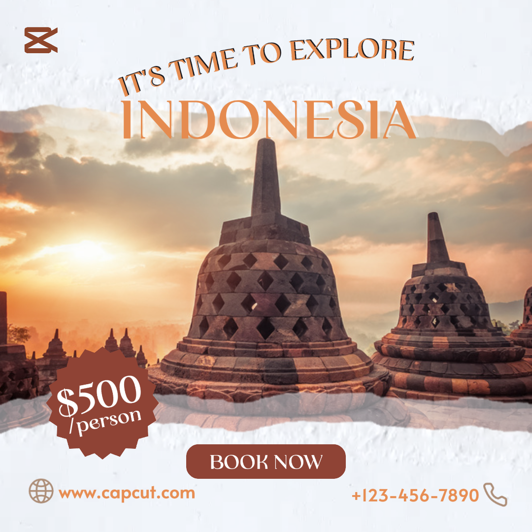 travel industry marketing product for instagram post modern travel with brown and white colour