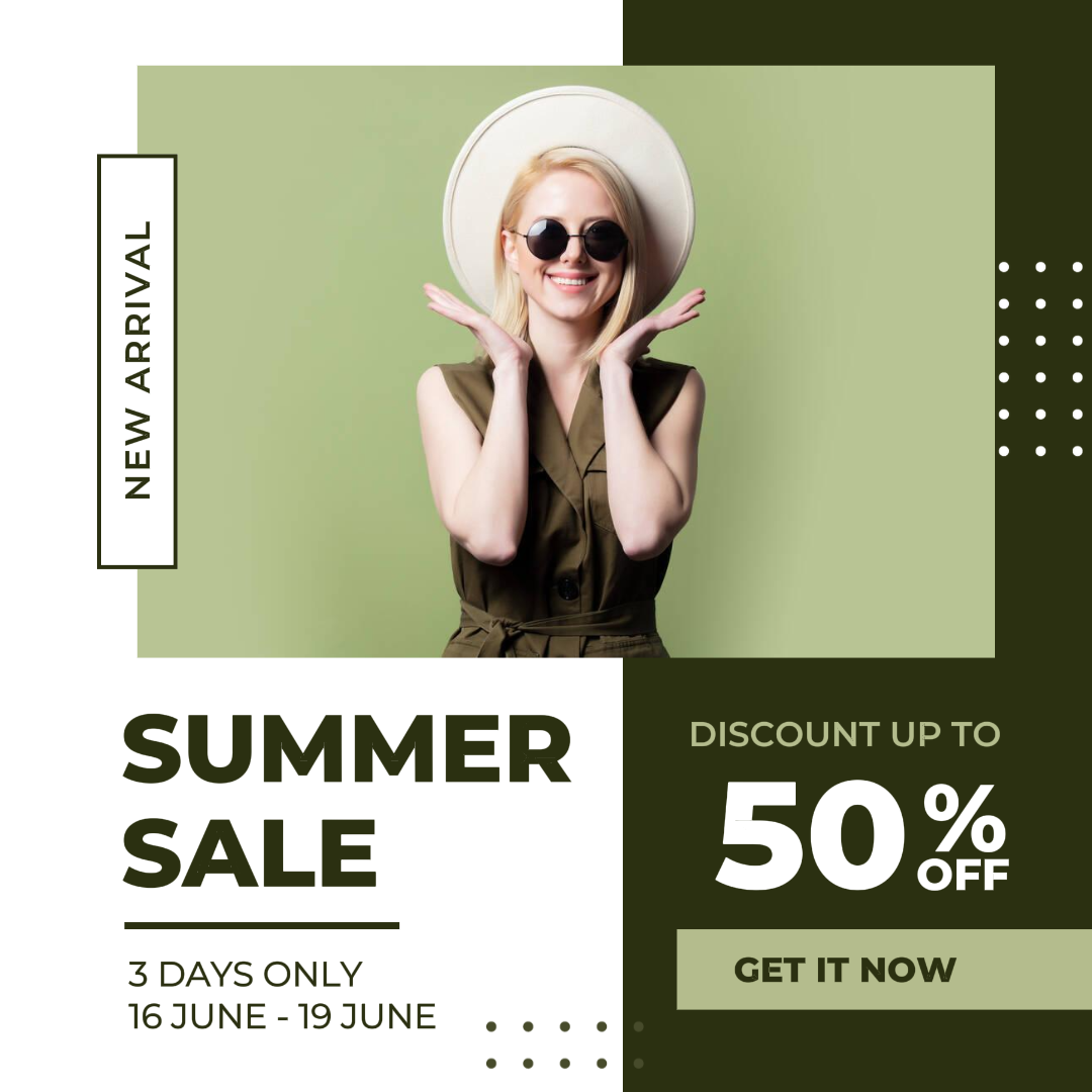 Pôster de Marketing de Venda de Verão Instagram Post Army Green