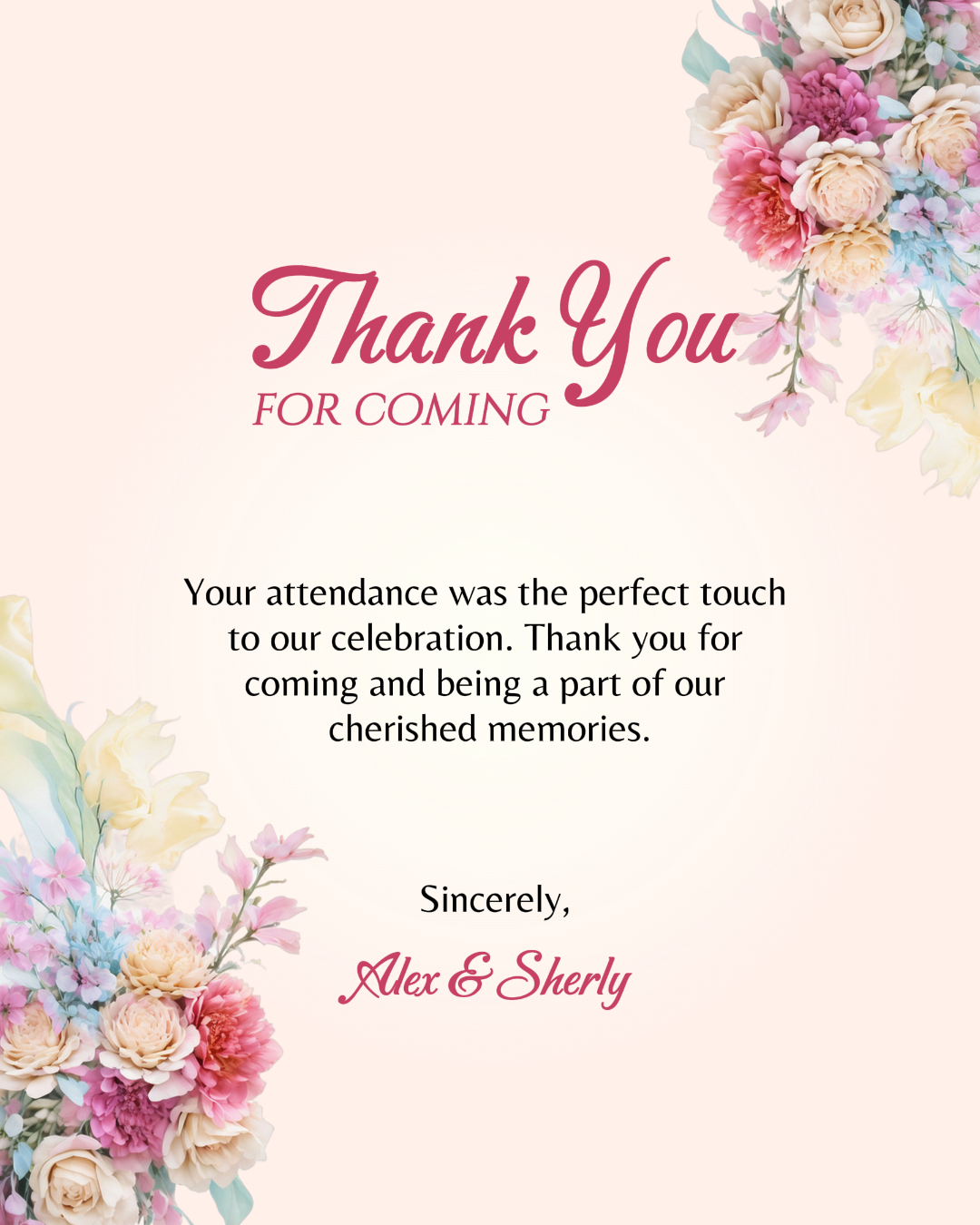 Merci salutations Instagram Post Fleuriste rose