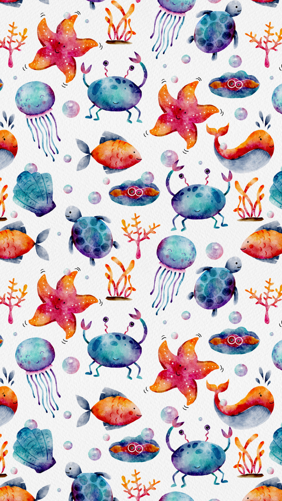 Papier peint Affiche IG Story Aquarelle Animaux de plage