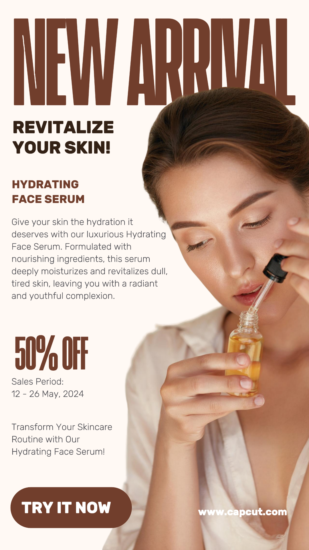Beauty Care Marketing Poster Skincare Hydrating Face Serum Sale Instagram Story