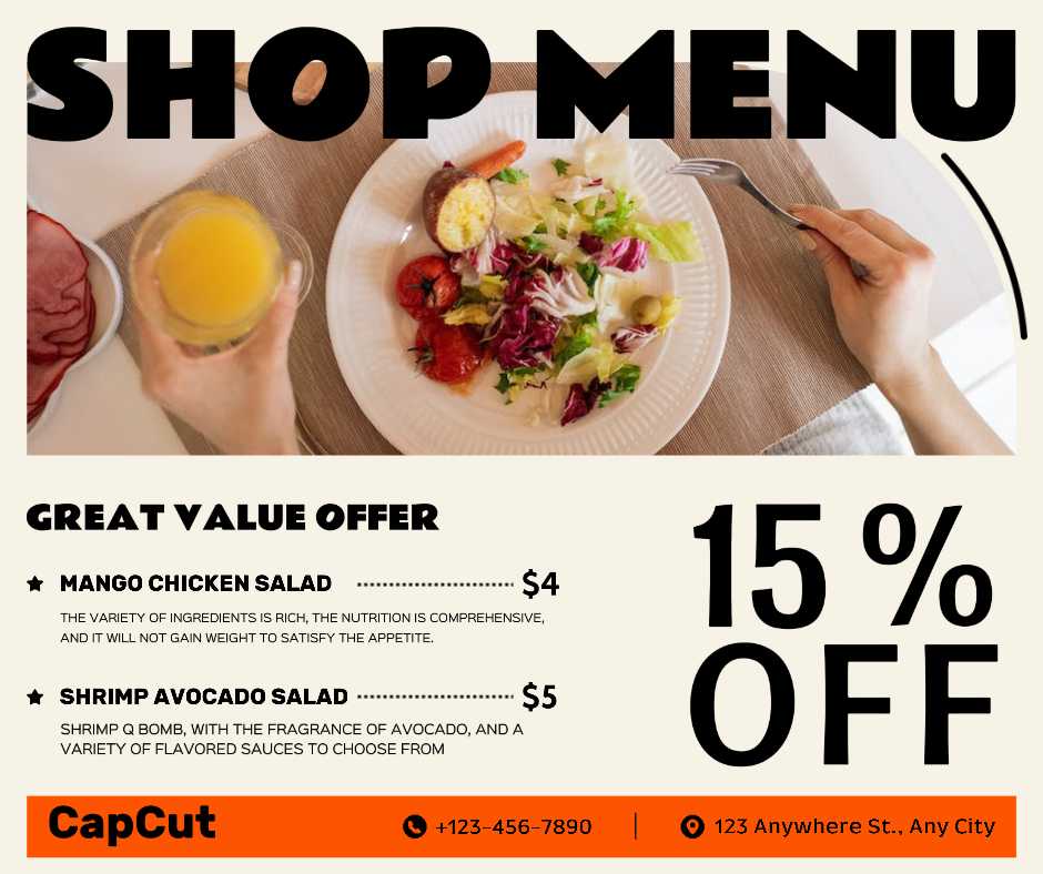 Food and Beverage Light salad menu minimalist 