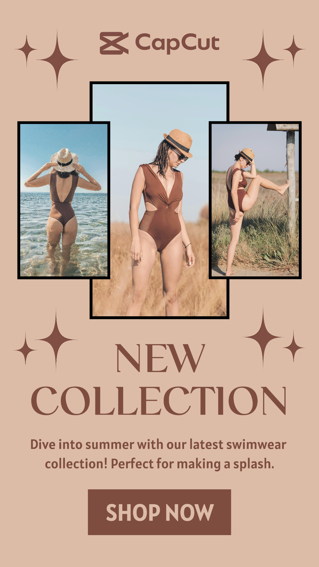 Modèle d'image Affiche marketing de vêtements et de chaussures Instagram Story Maillots de bain