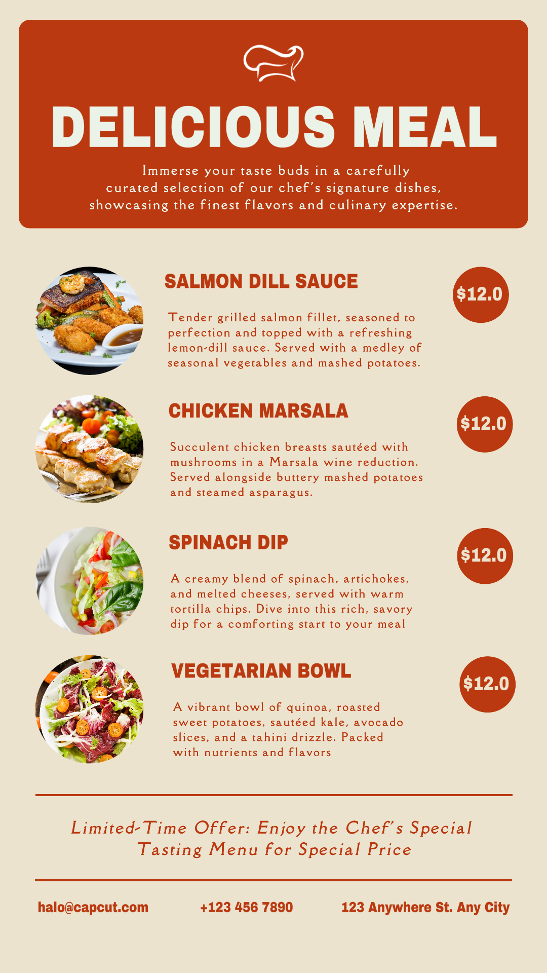 Menú De Comida Deliciosa 