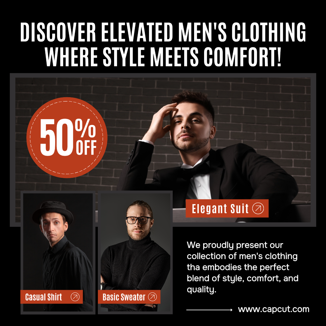 Vestuário Marketing Poster Promoção Roupas Masculinas Instagram Post