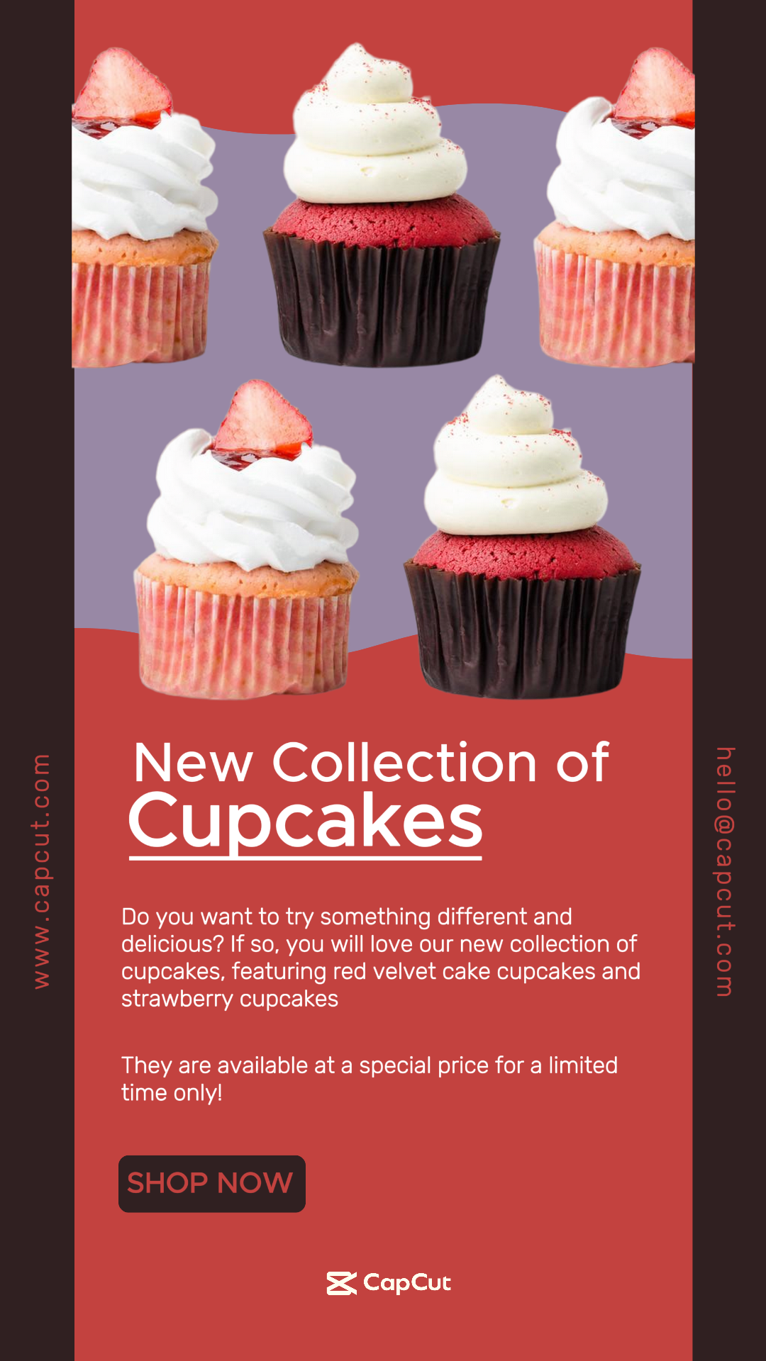 Cupcakes de comida y promedio Promo Historia de Instagram