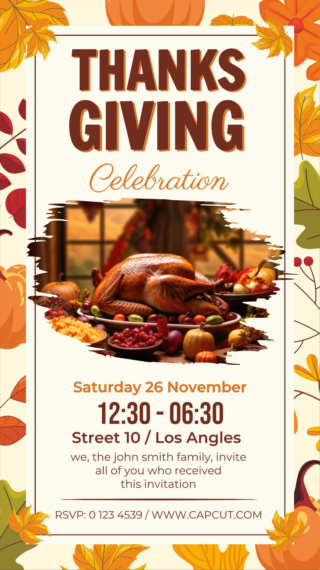 happy Thanksgiving invitation instagram post