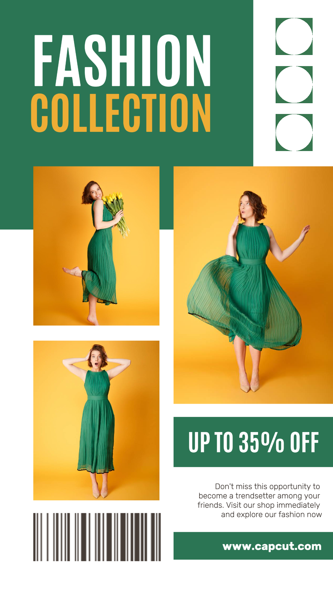 Affiche marketing de collage minimaliste Instagram Story Vêtements et chaussures verts et jaunes